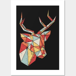 Retro Vintage Low Poly Deer Posters and Art